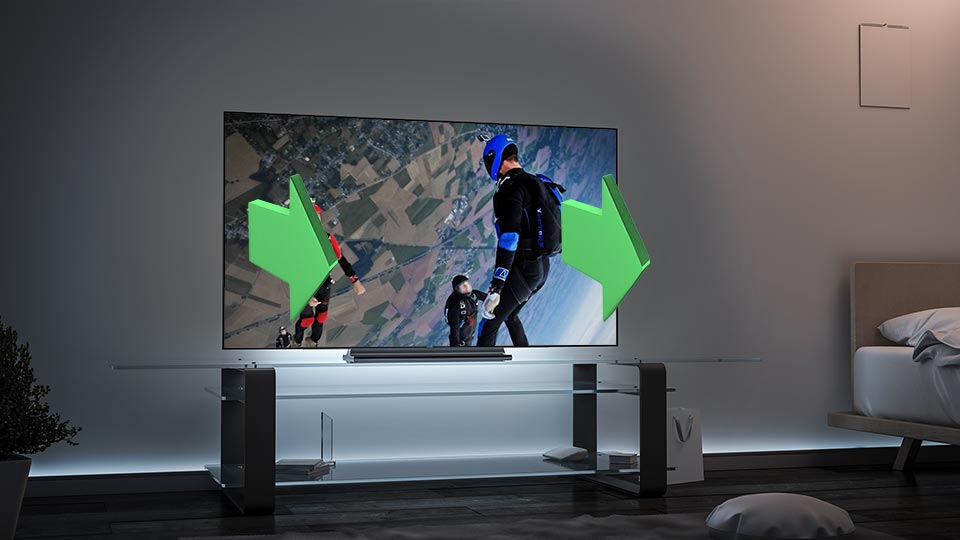 TV with PRISM Rise lifting the sound image to picture level